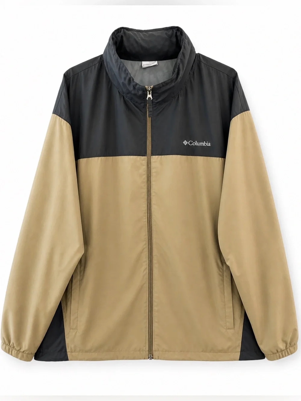 Columbia Windbreaker Jacket 5X Lightweight Full Zip Tan Gray Big Tall